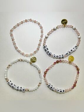 Little Words Project Pink Inspirational Beaded Bracelet Stack- Set of 4- NWOT